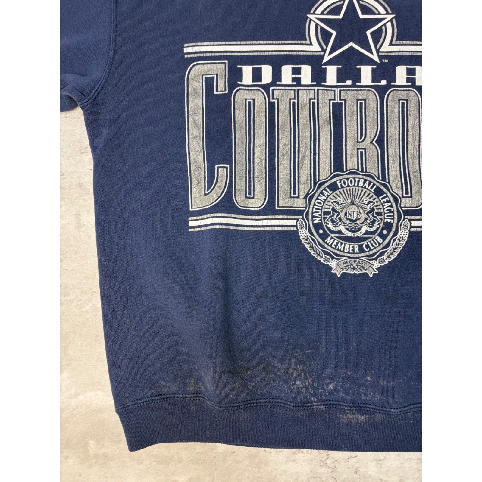 Vintage 90s Dallas Cowboys NFL Spellout Graphic Football Sweatshirt Size Large