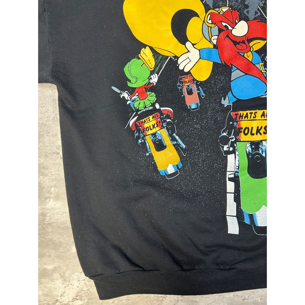 Vintage 1994 Looney Tunes Motorcycle Cartoon Character Graphic Sweatshirt Sz XL