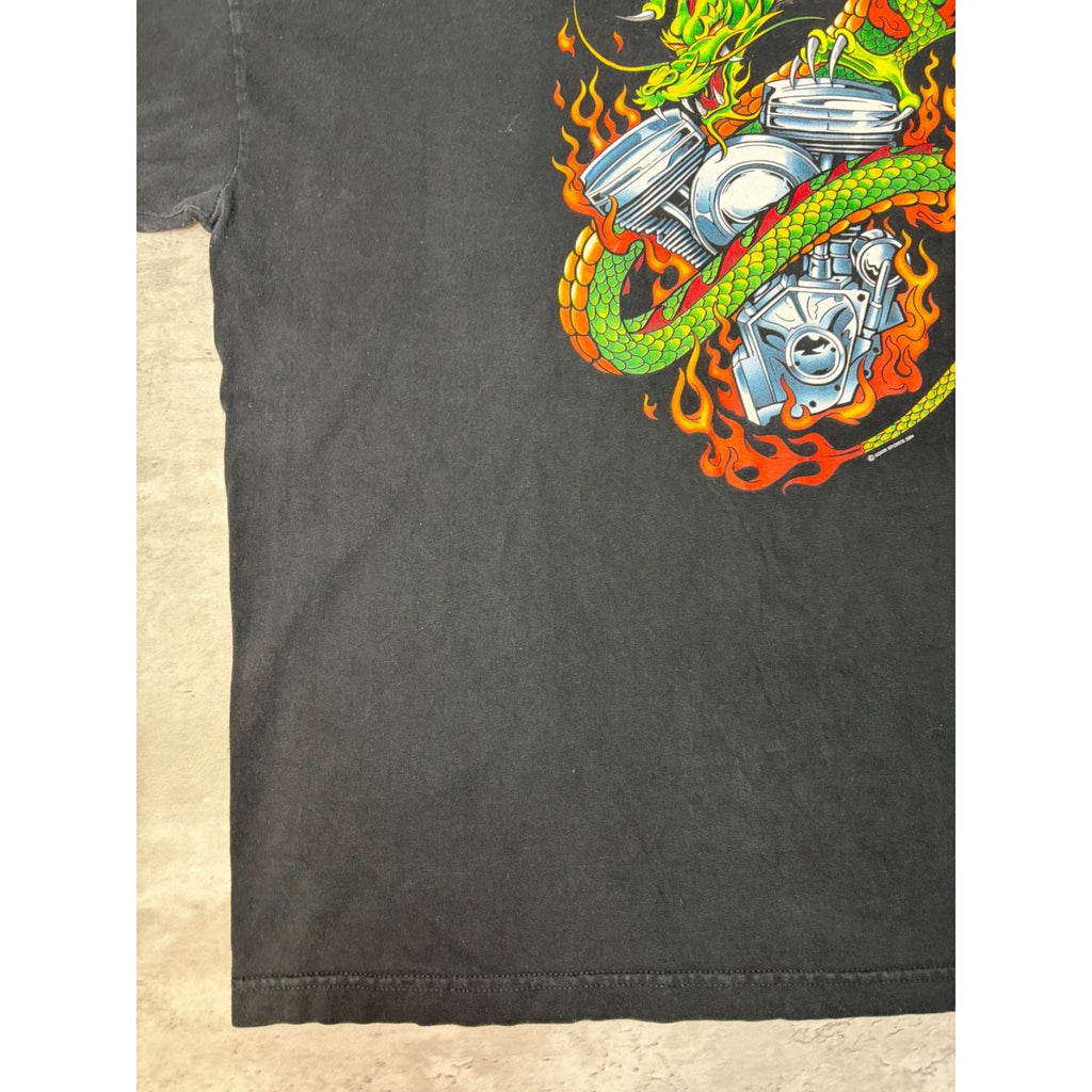 Vintage 2004 Dragon Engine Sleeve Graphic Long Sleeve T-Shirt Size 3XL