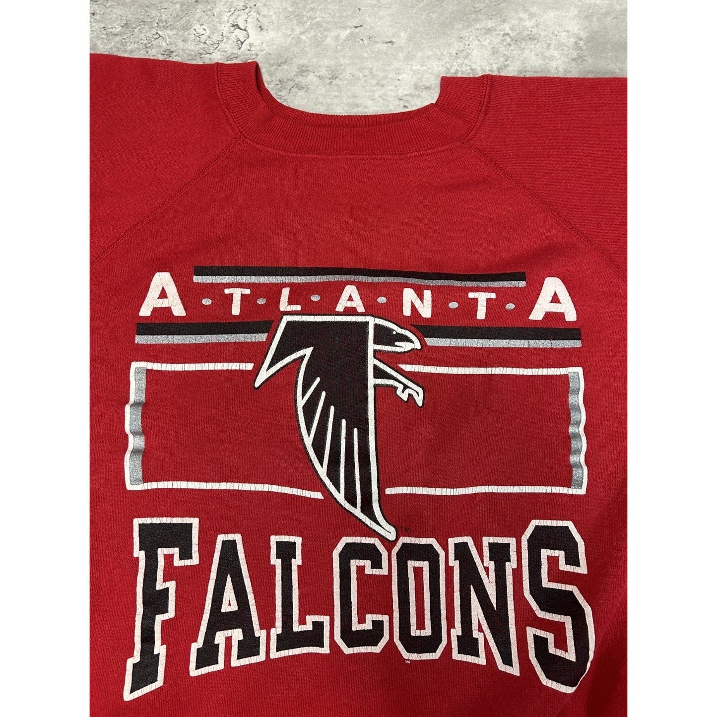 Vintage 90s Atlanta Falcons NFL Spellout Logo Graphic Football Sweatshirt Sz XL