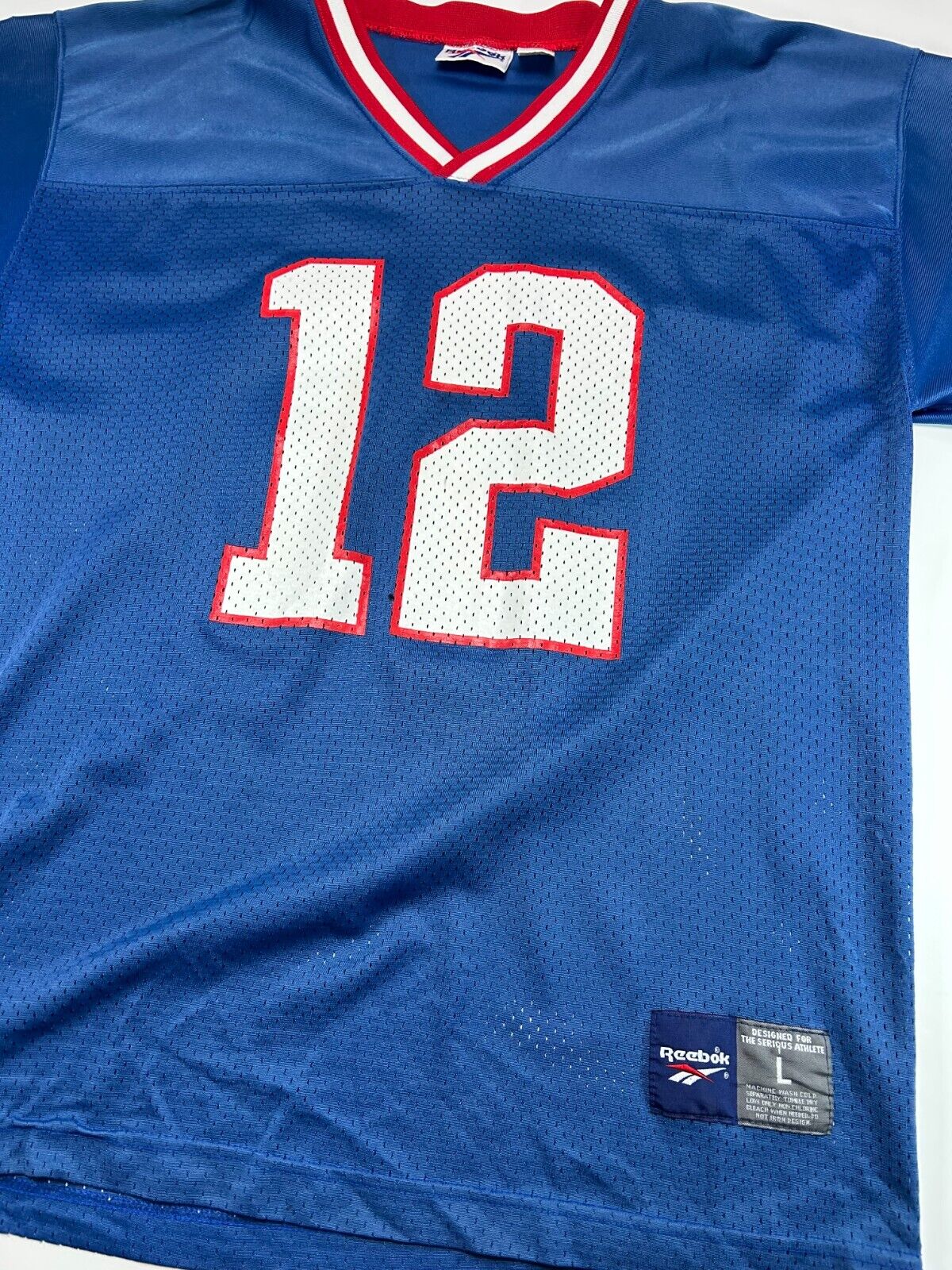 Vintage 90s Jim Kelly #12 Buffalo Bills NFL Reebok Football Jersey Size Large