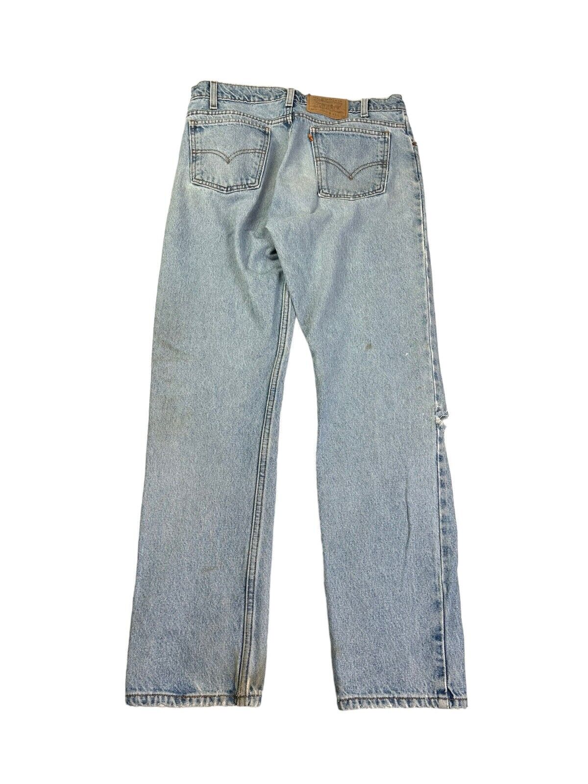 Vintage 80s/90s Levi's 505 Orange Tab Straight Leg Light Wash Denim Pants Sz 33