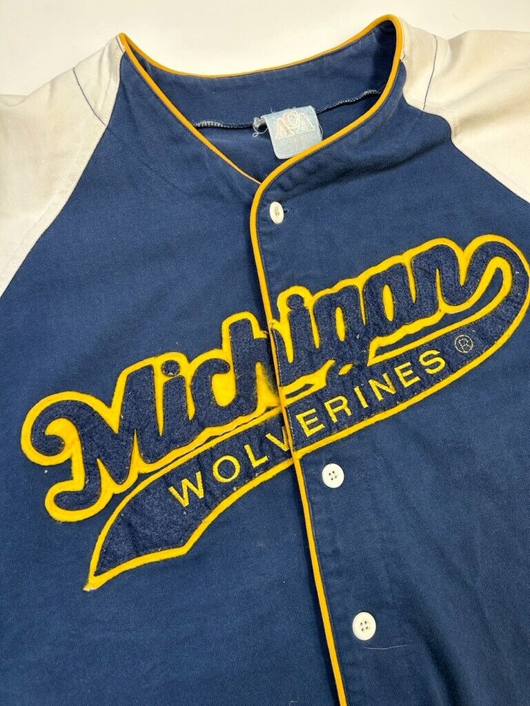 Vintage 90s Michigan Wolverines Script Embroidered NCAA Baseball Jersey Size XL