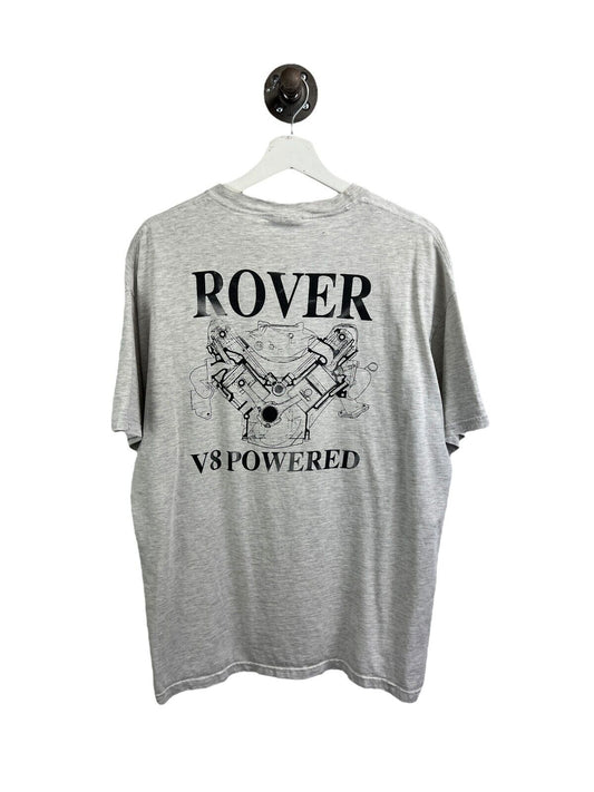 Vintage 90s Range Rover V8 Power Engine Graphic Car T-Shirt Size XL Gray