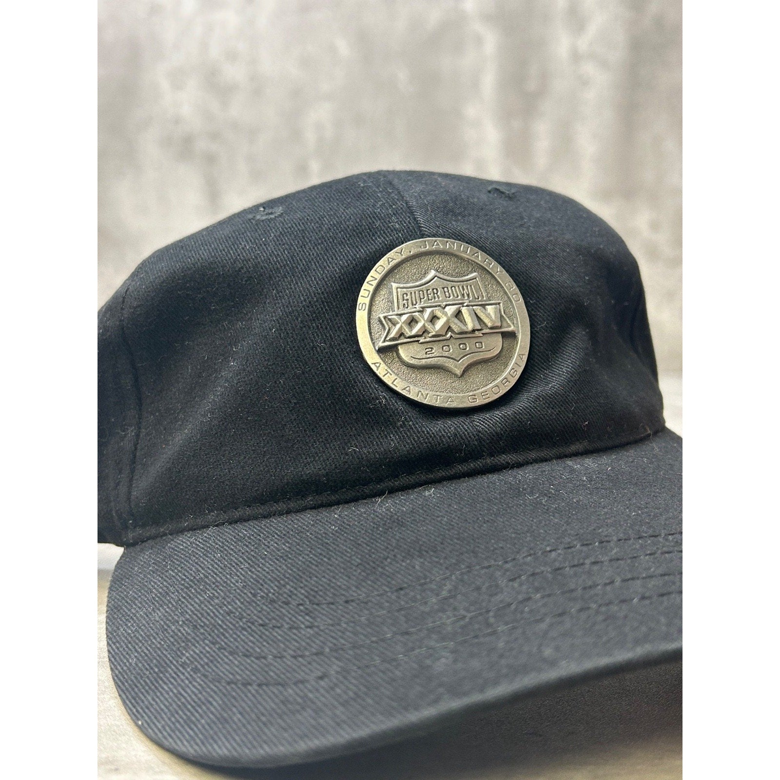 Vintage 2000 NFL Super Bowl XXXIV Metal Emblem Strapback Hat OSFA