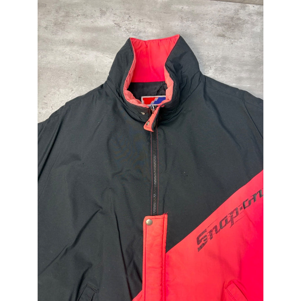 Vintage Snap On Spellout Logo Two Tone Full Zip Bomber Jacket Size XL
