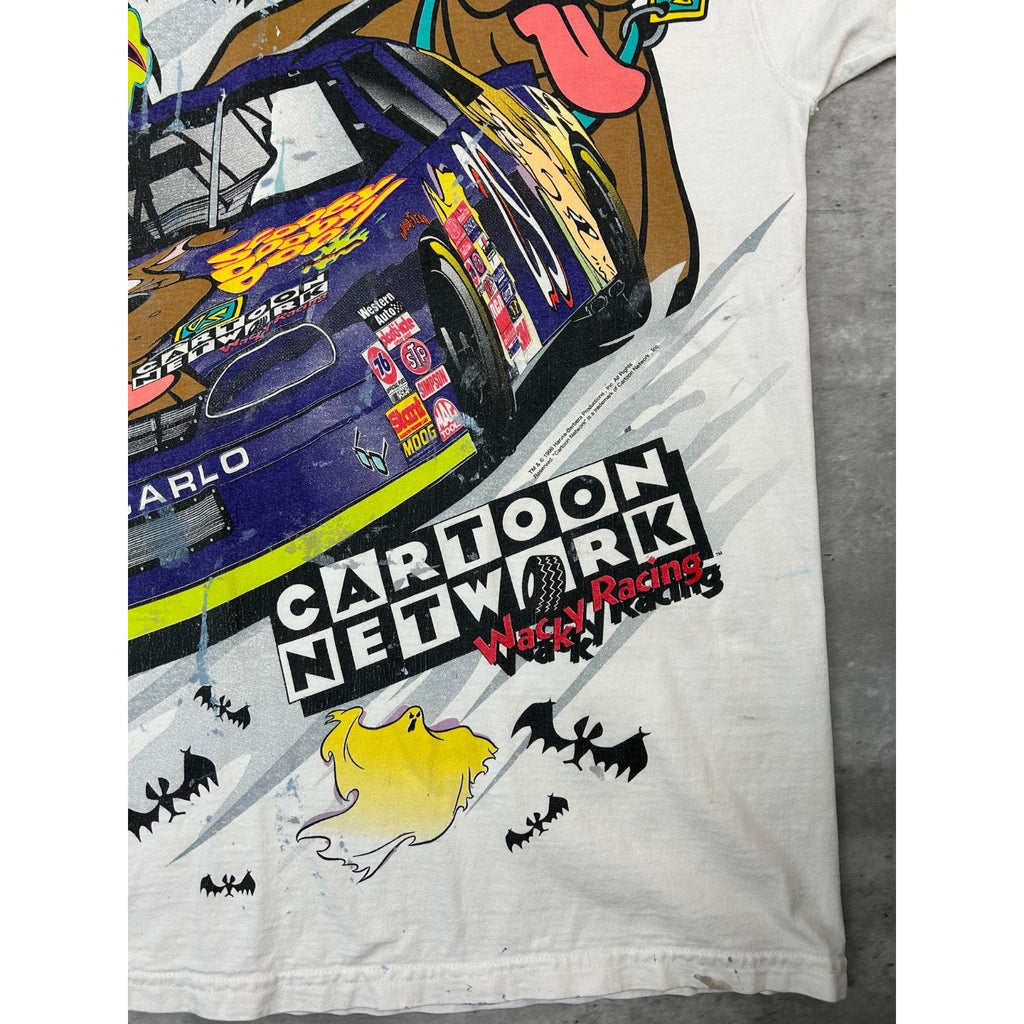 Vintage 1996 Scooby Doo Nascar Wacky Racing All Over Print T-Shirt Size XL