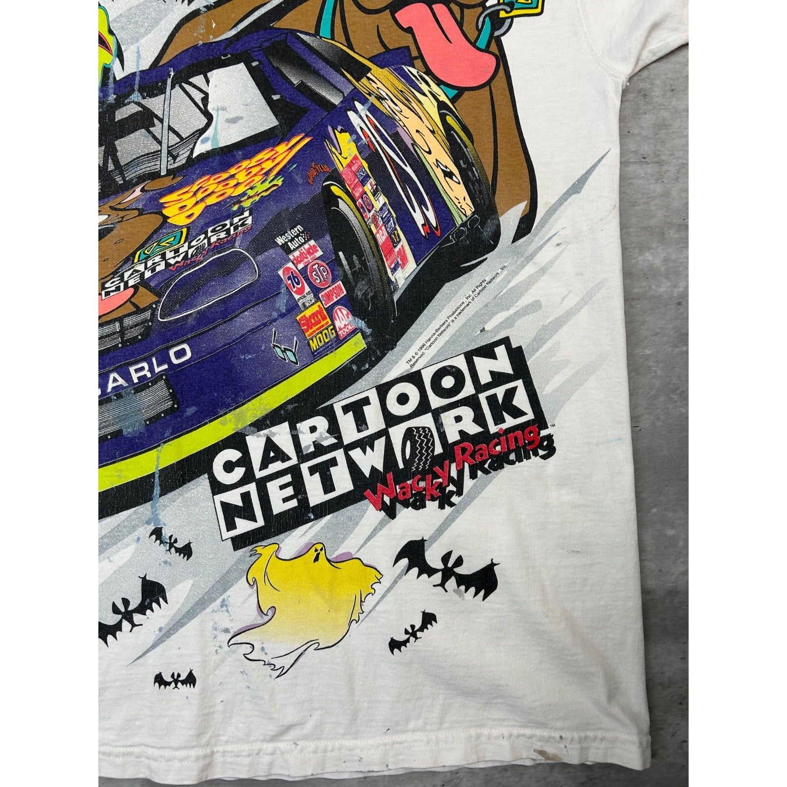 Vintage 1996 Scooby Doo Nascar Wacky Racing All Over Print T-Shirt Size XL