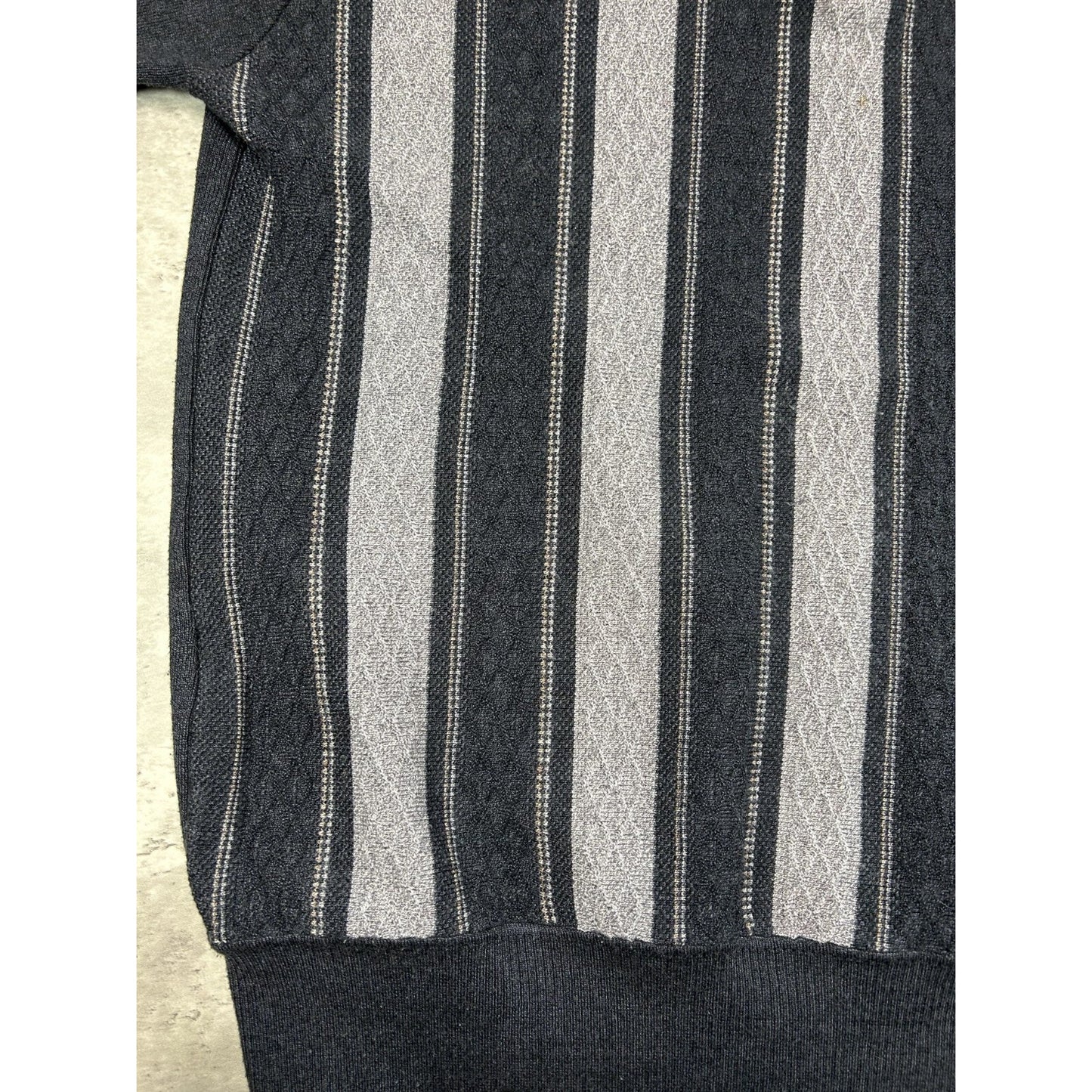 Vintage 90s Sergio Louis Italy Striped 1/4 Zip Knit Sweater Size Large