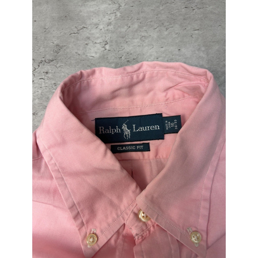 Vintage Polo Ralph Lauren Embroidered Pony Cropped Button Up Shirt Size Large