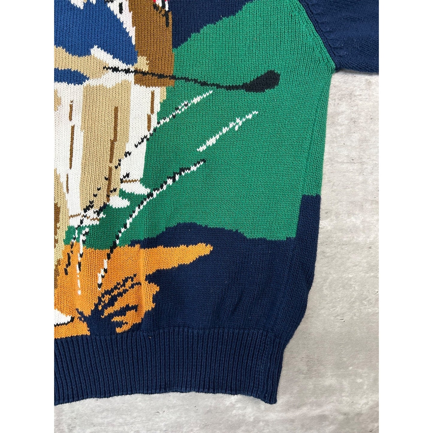 Vintage 90s Hathaway Golfers Graphic Print Pullover Knit Sweater Size Medium