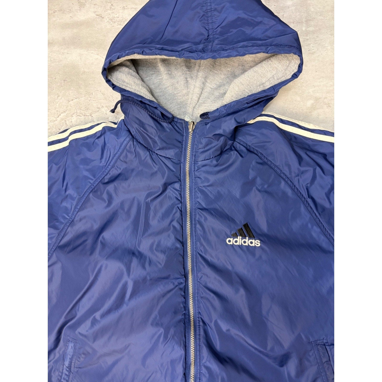 Vintage Adidas Reversible Full Zip Hooded Bomber Jacket Size XL