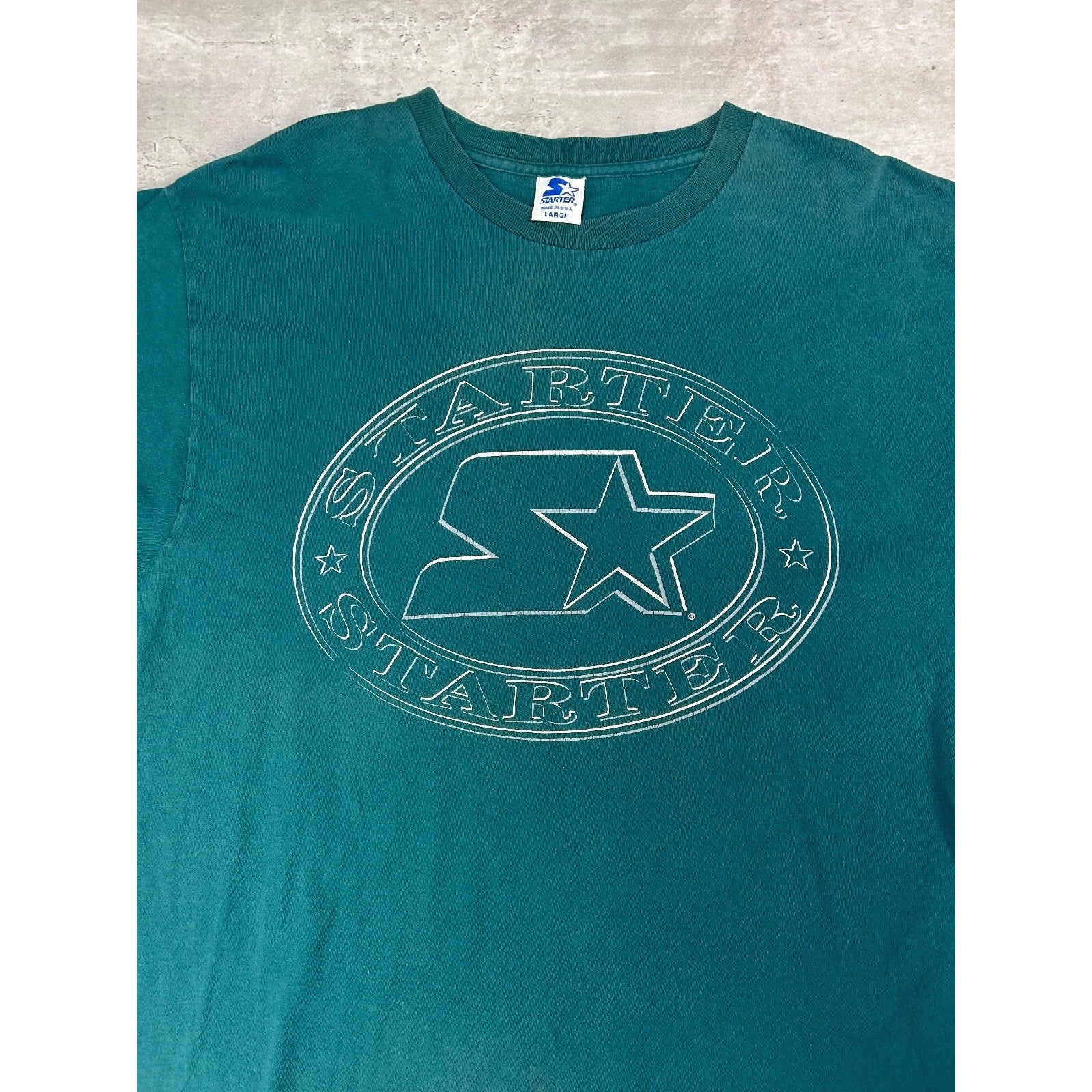 Vintage 90s Starter Classic Retro Logo T-Shirt Size Large Green