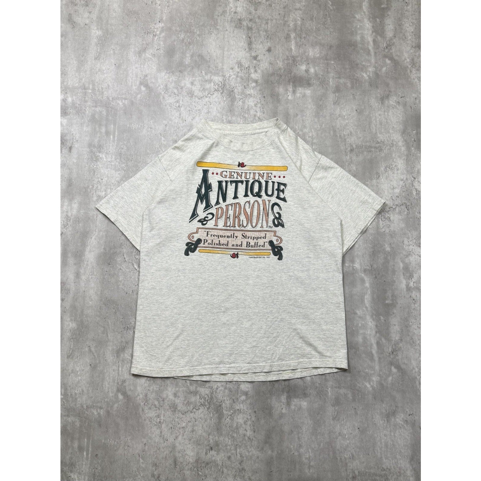 Vintage 1993 Genuine Antique Person Comedy Slogan Graphic T-Shirt Size Large