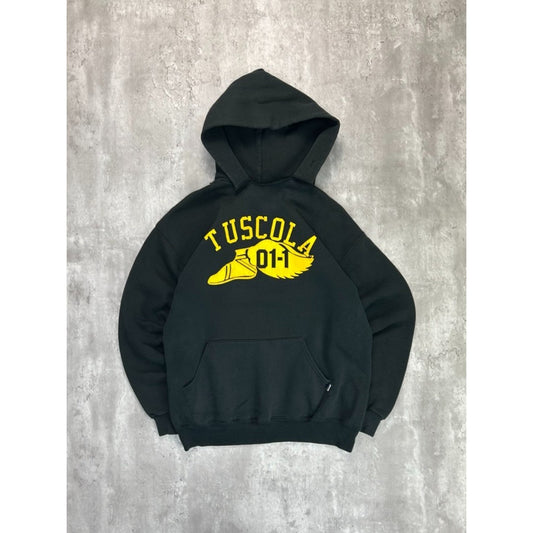 Vintage 90s Tuscola 01-1 Wingfoot Graphic Hooded Collegiate Sweatshirt Sz Large