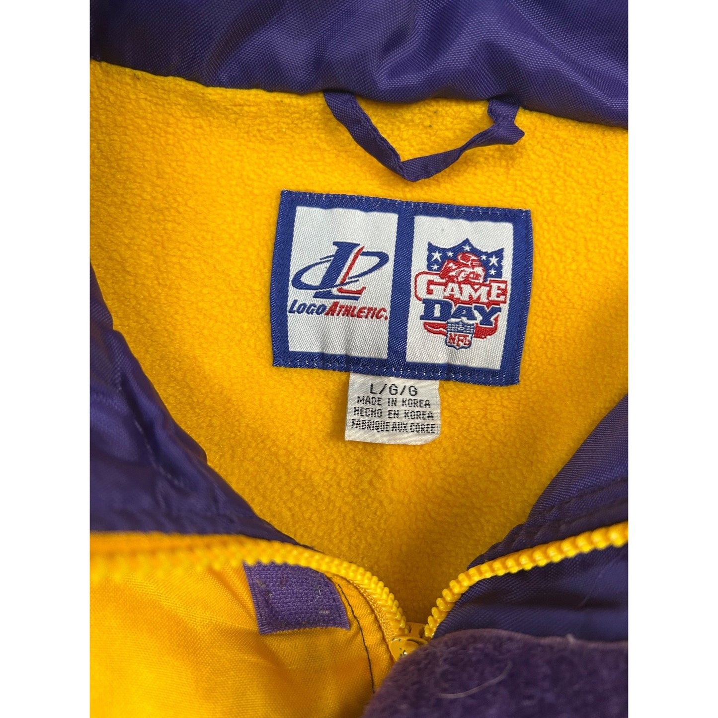 Vintage Minnesota Vikings NFL Insulated Full Zip Football Jacket Size Large