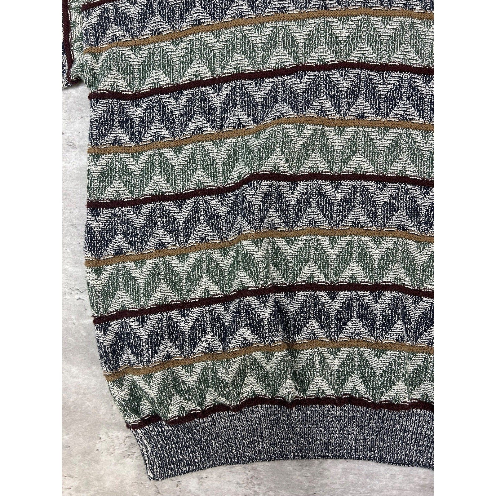Vintage 90s Jantzen Zig Zag Striped Print Pullover Knit Sweater Size Large