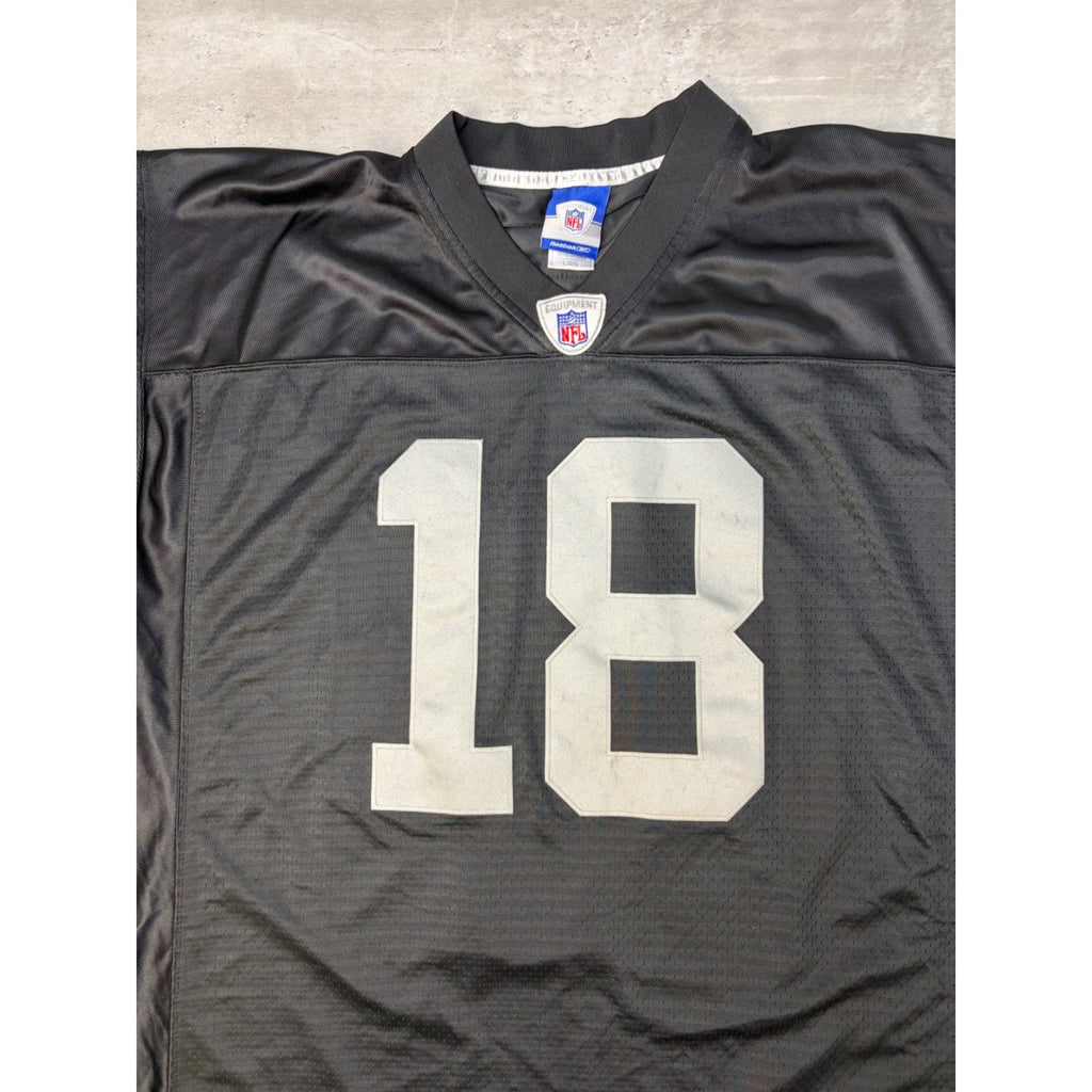 Vintage Randy Moss #18 Oakland Raiders NFL Reebok Football Jersey Size Large