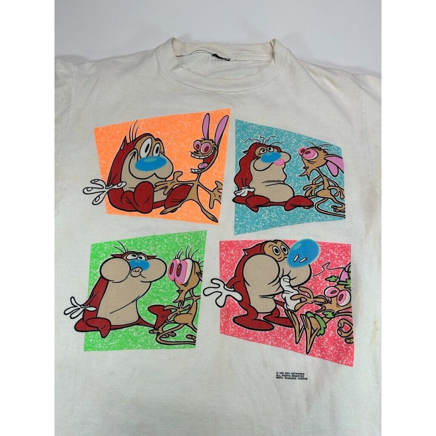 Vintage 1991 Ren & Stimpy Show Nickelodeon TV Show Promo T-Shirt Size Medium