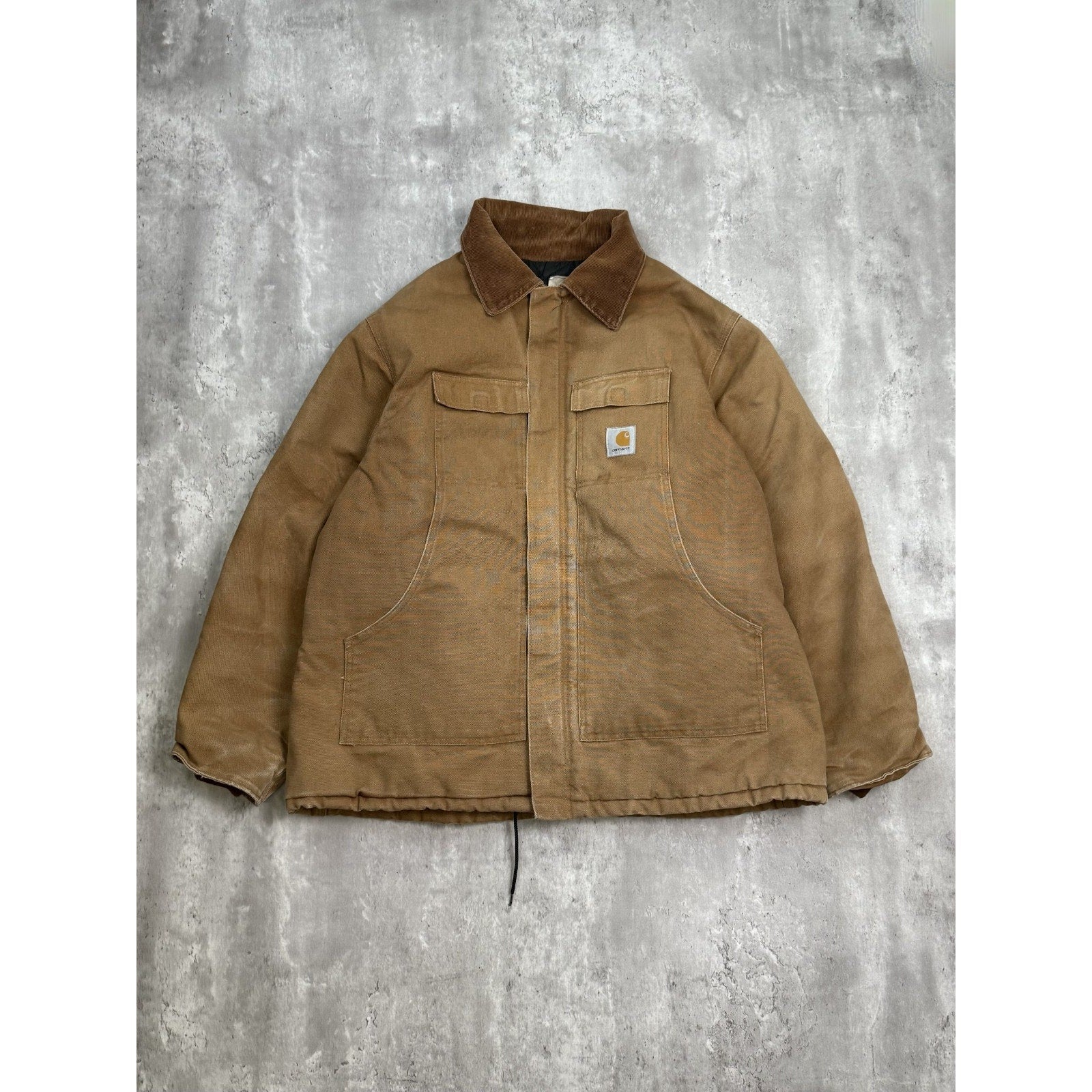 Vintage Carhartt Insulated Canvas Workwear Arctic Jacket Size 2XL Beige