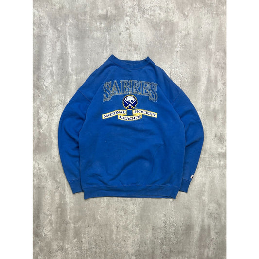 Vintage 90s Buffalo Sabres NHL Embroidered Spellout Logo Sweatshirt Size Large