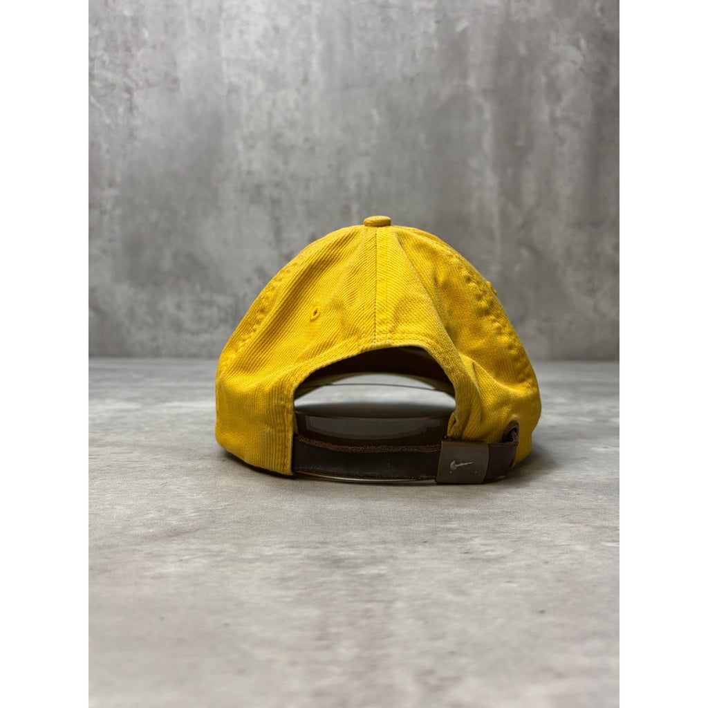 Vintage Nike Spellout Swoosh Star Logo Yellow Strapback Hat OSFA