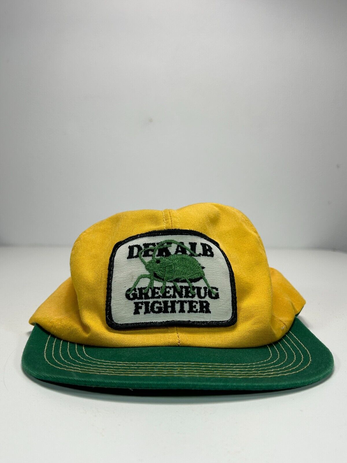 Vintage 80s Dekalb Green Bug Fighter Embroidered Patch Snapback Hat OSFA