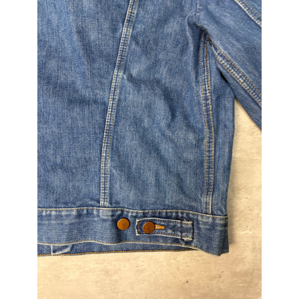 Vintage 1970s Wrangler Dark Wash Denim 4 Pocket Trucker Jacket Size Small