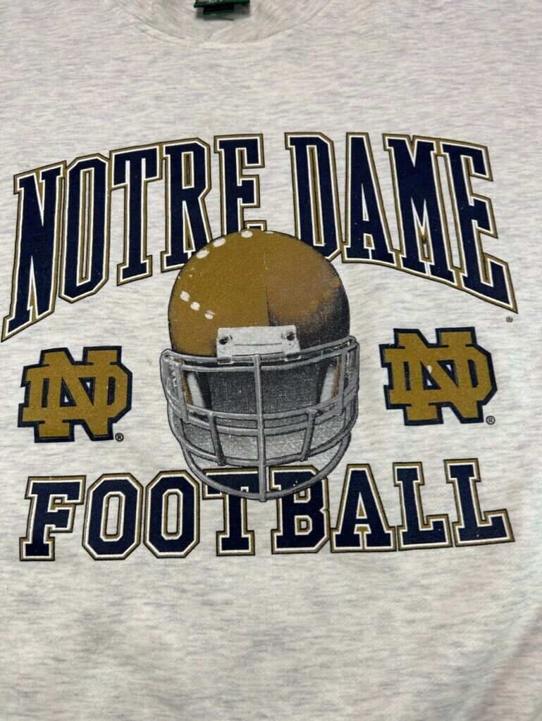 Vintage 90s Notre Dame Fighting Irish NCAA Helmet Graphic Sweatshirt Size XL