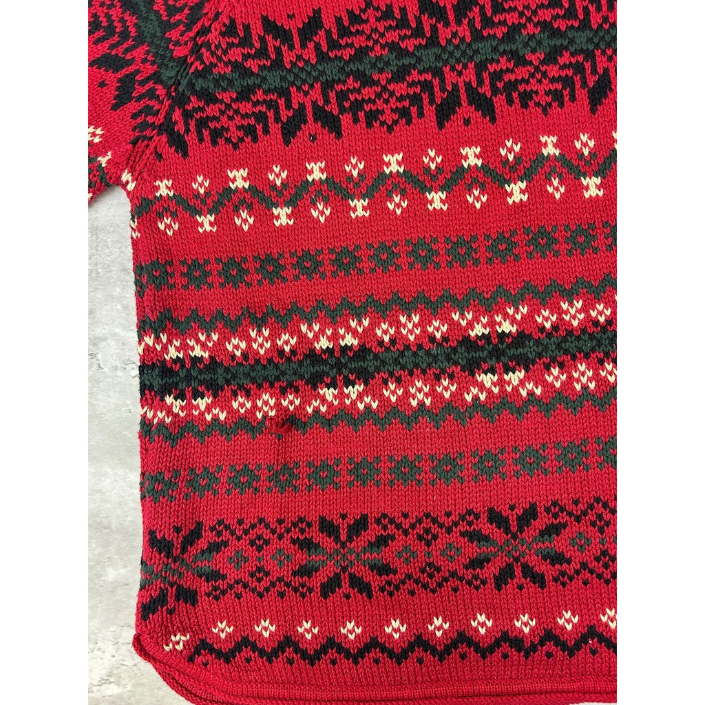 Vintage Eddie Bauer Snowflake Striped Pullover Knit Sweater Size Large