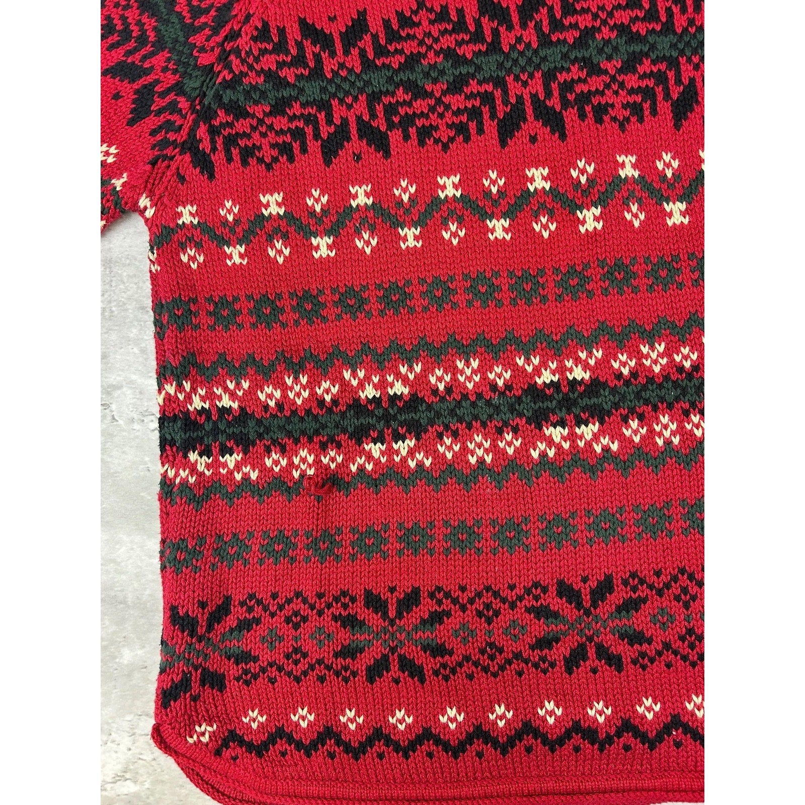 Vintage Eddie Bauer Snowflake Striped Pullover Knit Sweater Size Large