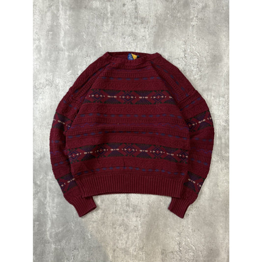 Vintage Lobo By Pendleton Geometric Striped Pullover Knit Sweater Size XL