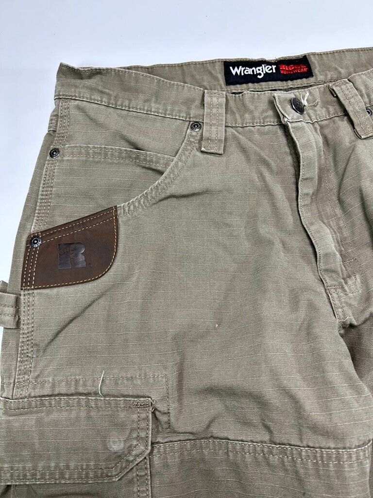 Wrangler Riggs Plaid Lined Ripstop Canvas Workwear Carpenter Cargo Pants Size 32