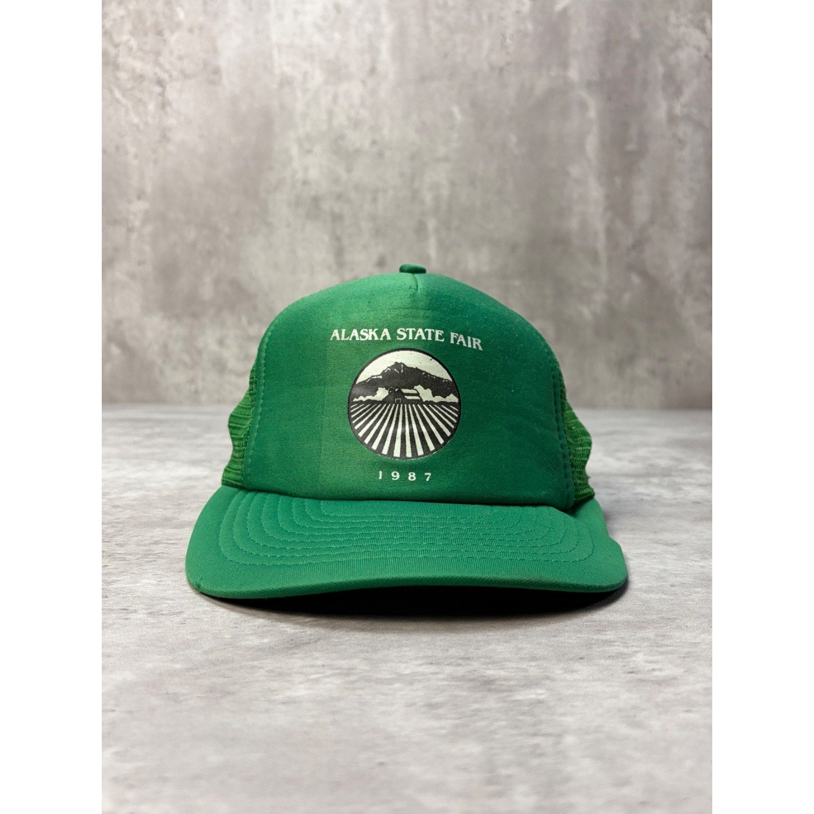 Vintage 1987 Alaska State Fair Graphic Spellout Trucker Snapback Hat OSFA