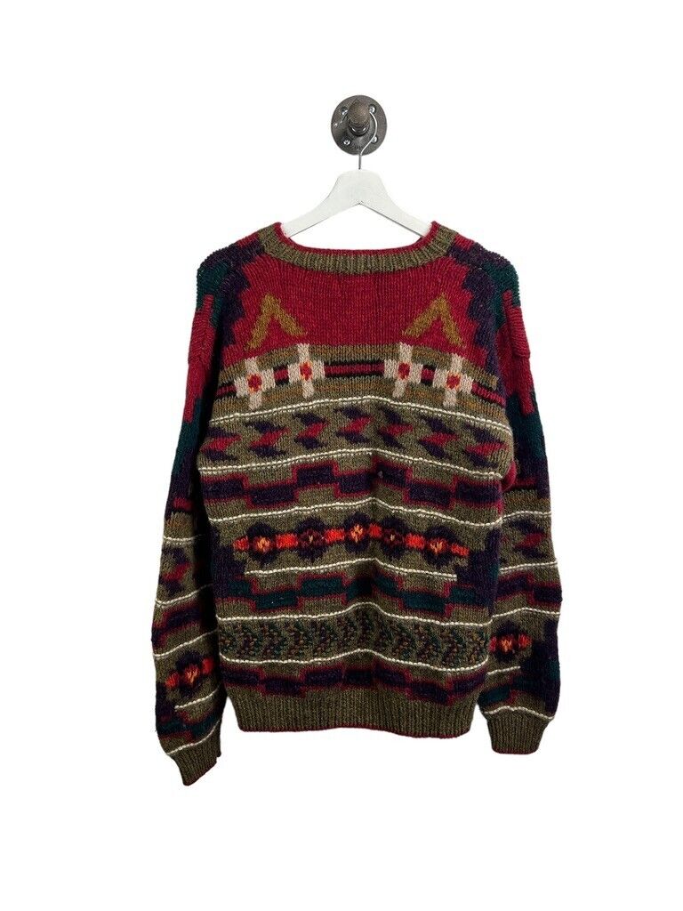 Vintage 90s Woolrich Abstract Print Heavyweight Knit Sweater Size Large