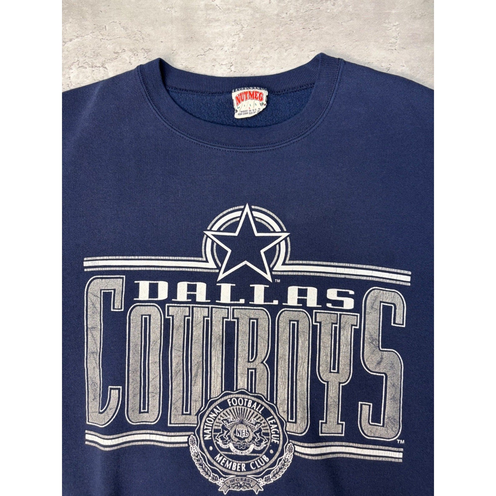 Vintage 90s Dallas Cowboys NFL Spellout Graphic Football Sweatshirt Size Large