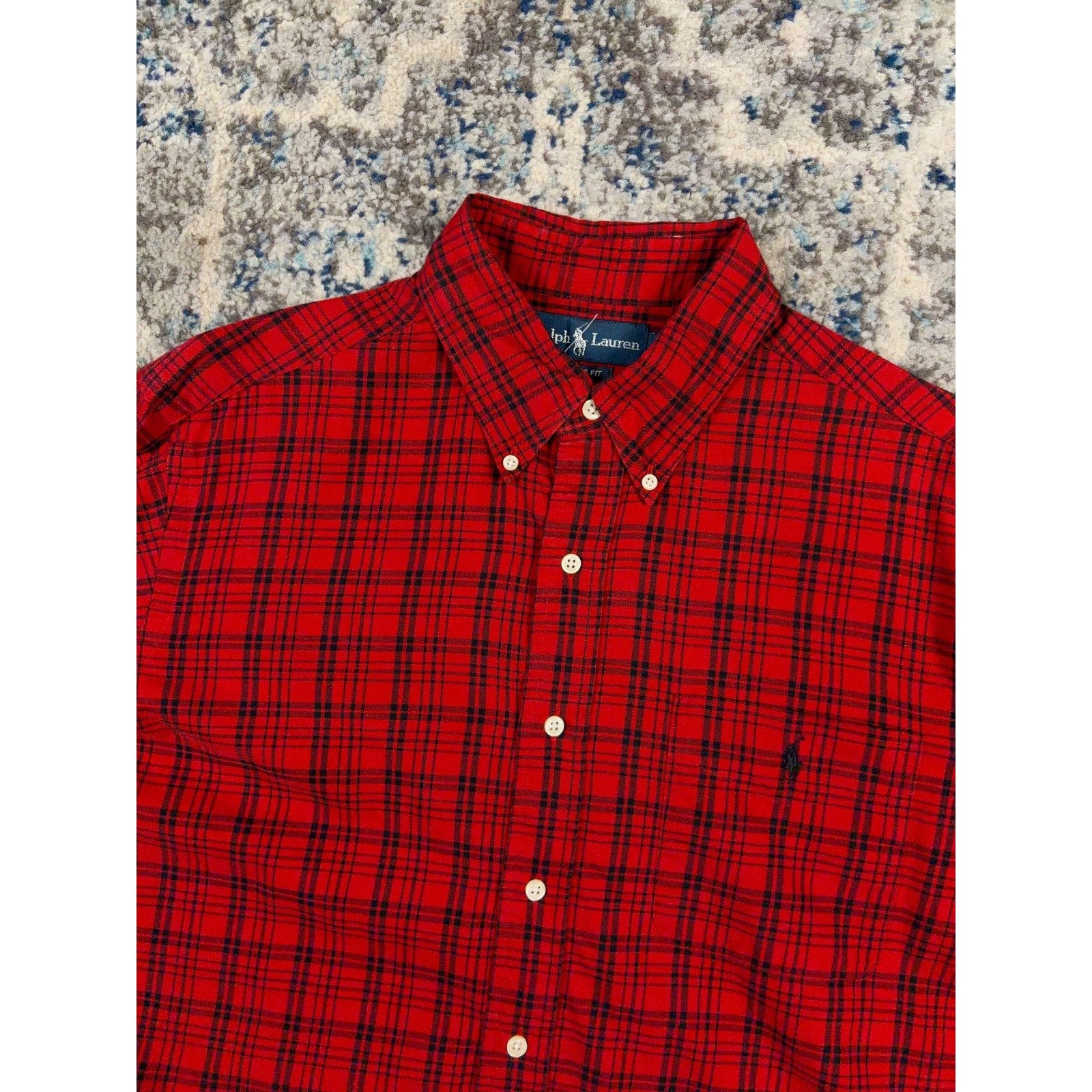 Vintage Polo Ralph Lauren Embroidered Pony Plaid Button Up Shirt Size Large