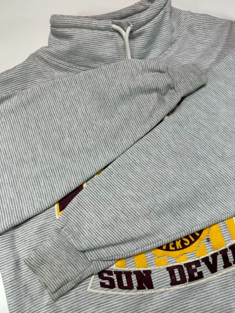 Vintage Arizona Sun Devils NCAA Collegiate Crest Striped Sweatshirt Size Medium