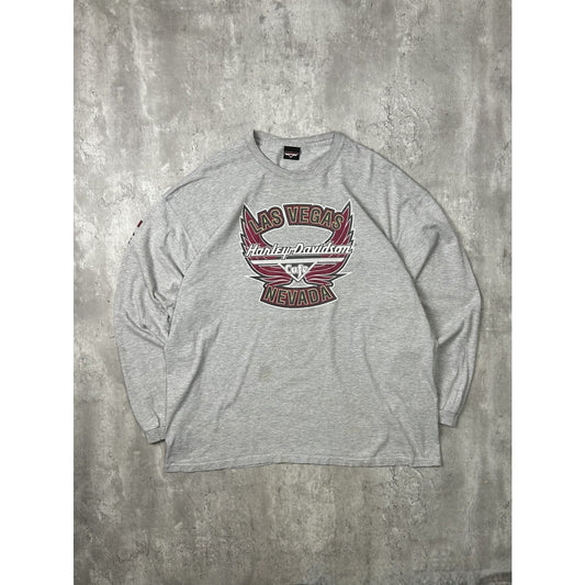 Vintage Harley Davidson Cafe Graphic Spellout Long Sleeve T-Shirt Size 2XL