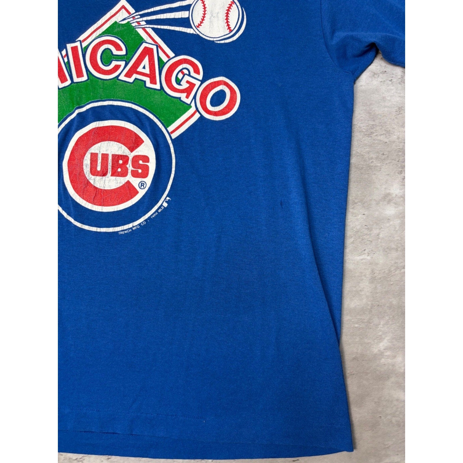 Vintage 1988 Chicago Cubs MLB Baseball Diamond Spellout Graphic T-Shirt Size XL