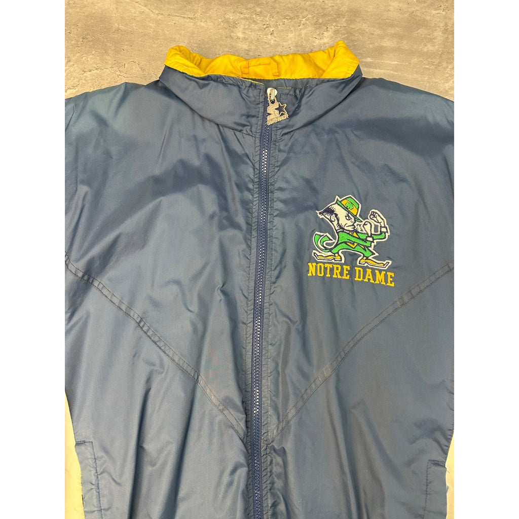 Vintage 90s Notre Dame Fighting Irish NCAA Starter Windbreaker Jacket Sz Medium