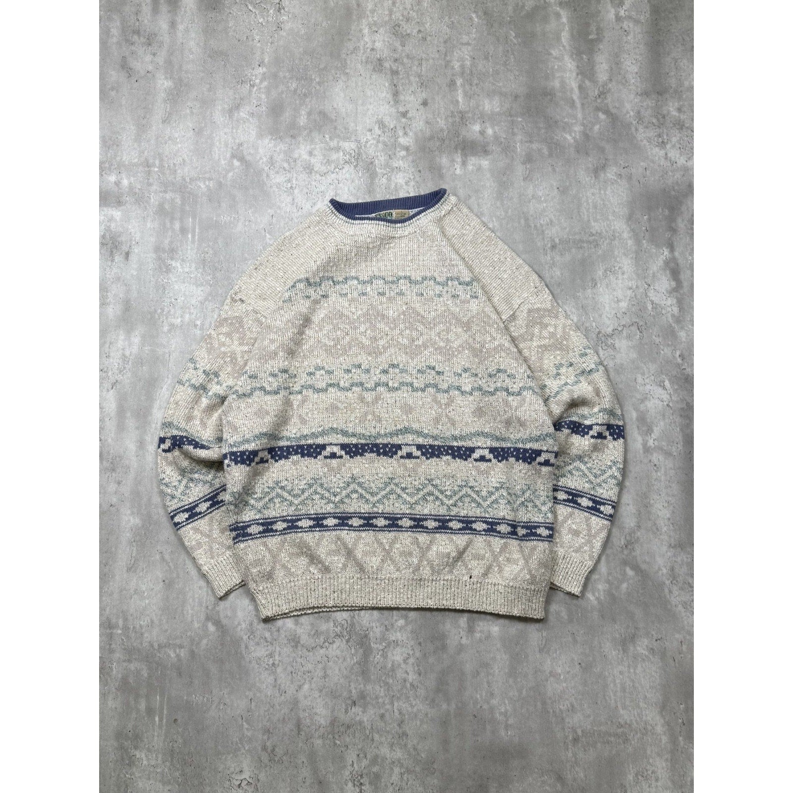 Vintage TT CO & Sport Aztec Pattern Print Knit Sweater Size Large
