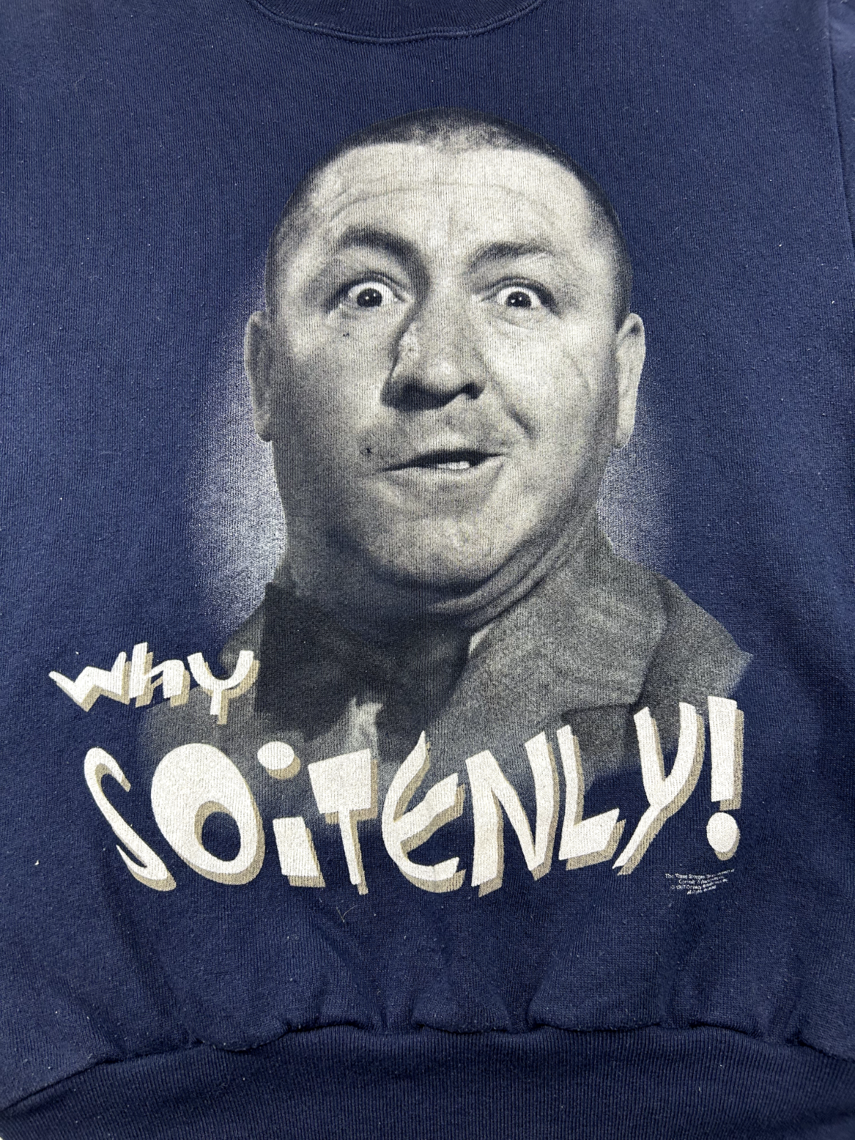 Vintage 1997 The Three Stooges Curly Why Soitenly Tv Show Sweatshirt Size Small