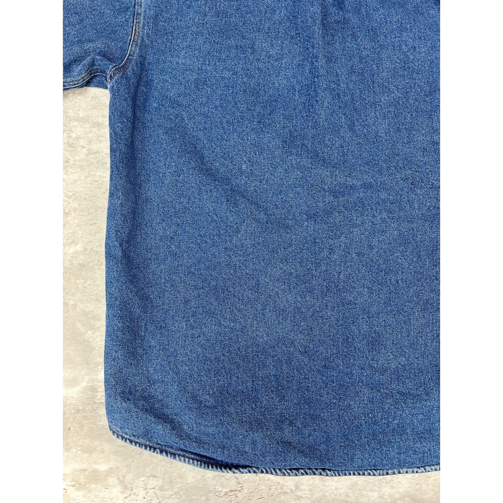 Vintage Woolrich Plaid Lined Dark Wash Denim Long Sleeve Button Up Shirt Small