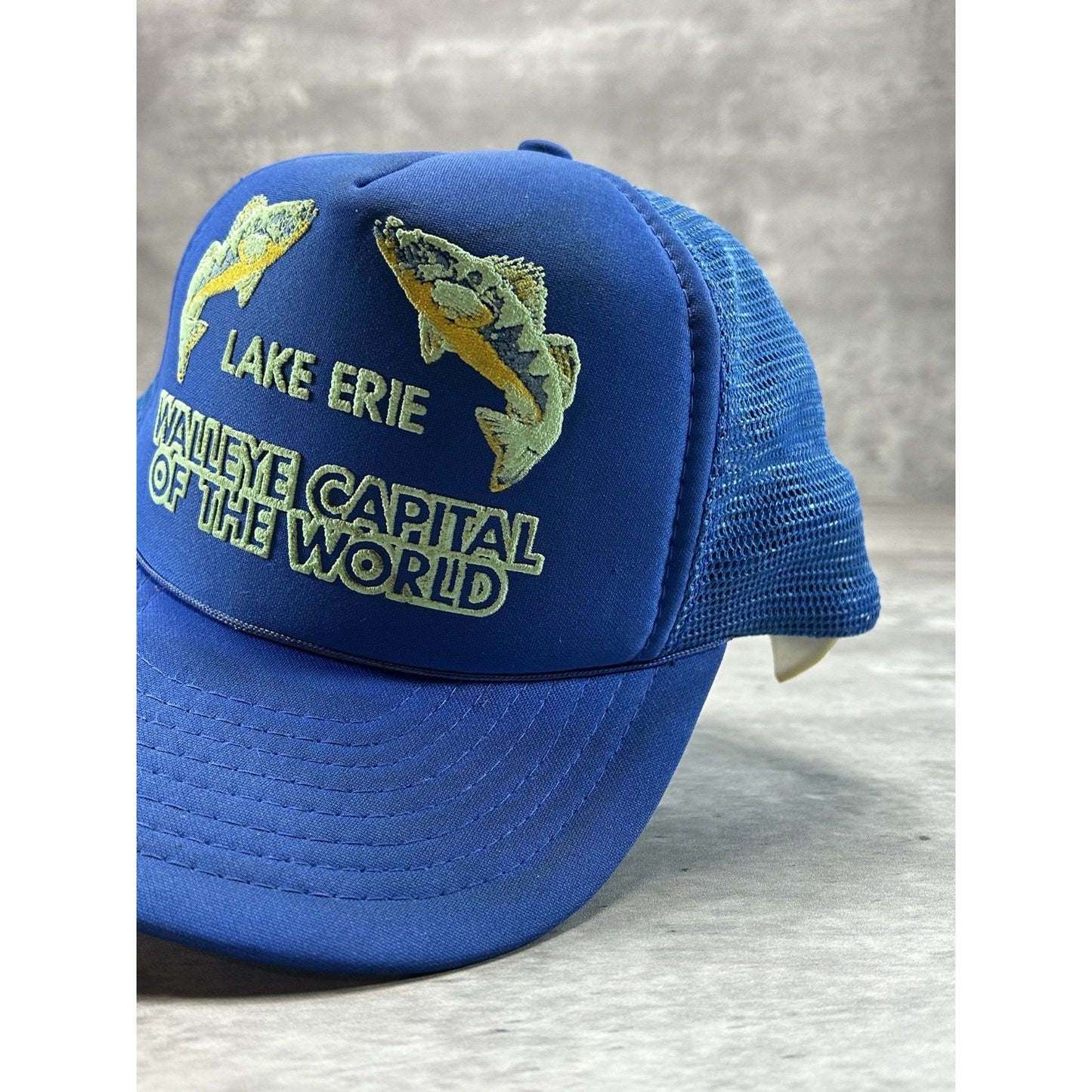 Vintage 80s Lake Erie Walleye Capital Of The World Trucker Snapback Hat OSFA