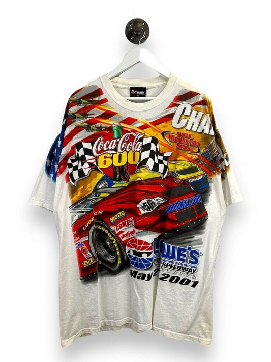 Vintage 2001 Nascar Coca Cola 600 AOP Racing Graphic T-Shirt Size 2XL