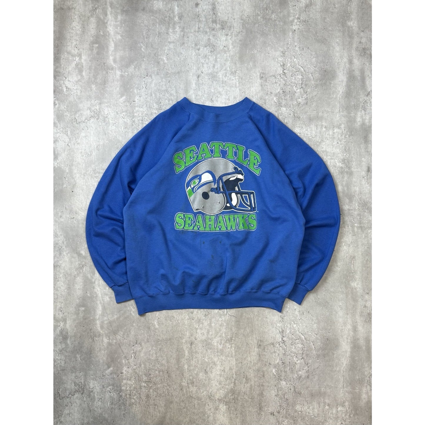 Vintage 90s Seattle Seahawks NFL Helmet Graphic Football Sweatshirt Size XL