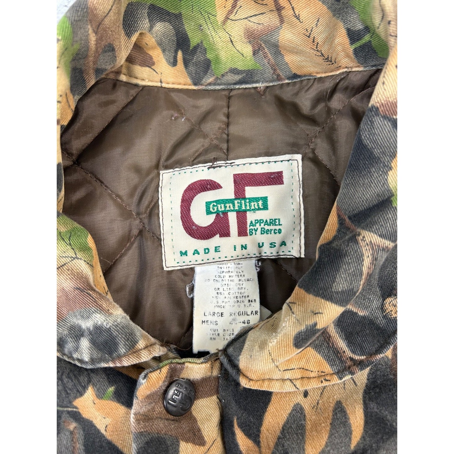 Vintage 90s Gun Flint Tree Camo Hunting Bomber Jacket Size Large