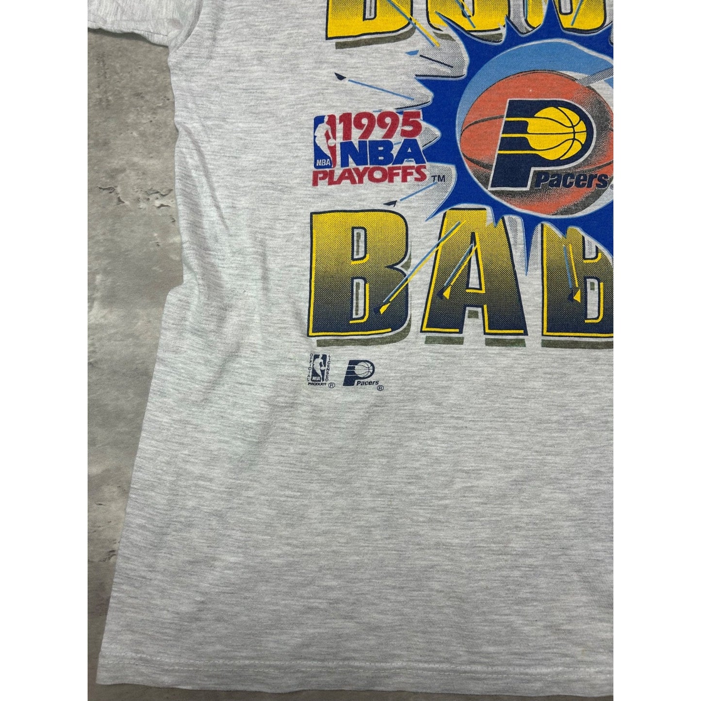 Vintage 1995 Indiana Pacers NBA Playoffs Boom Baby Graphic T-Shirt Size Large