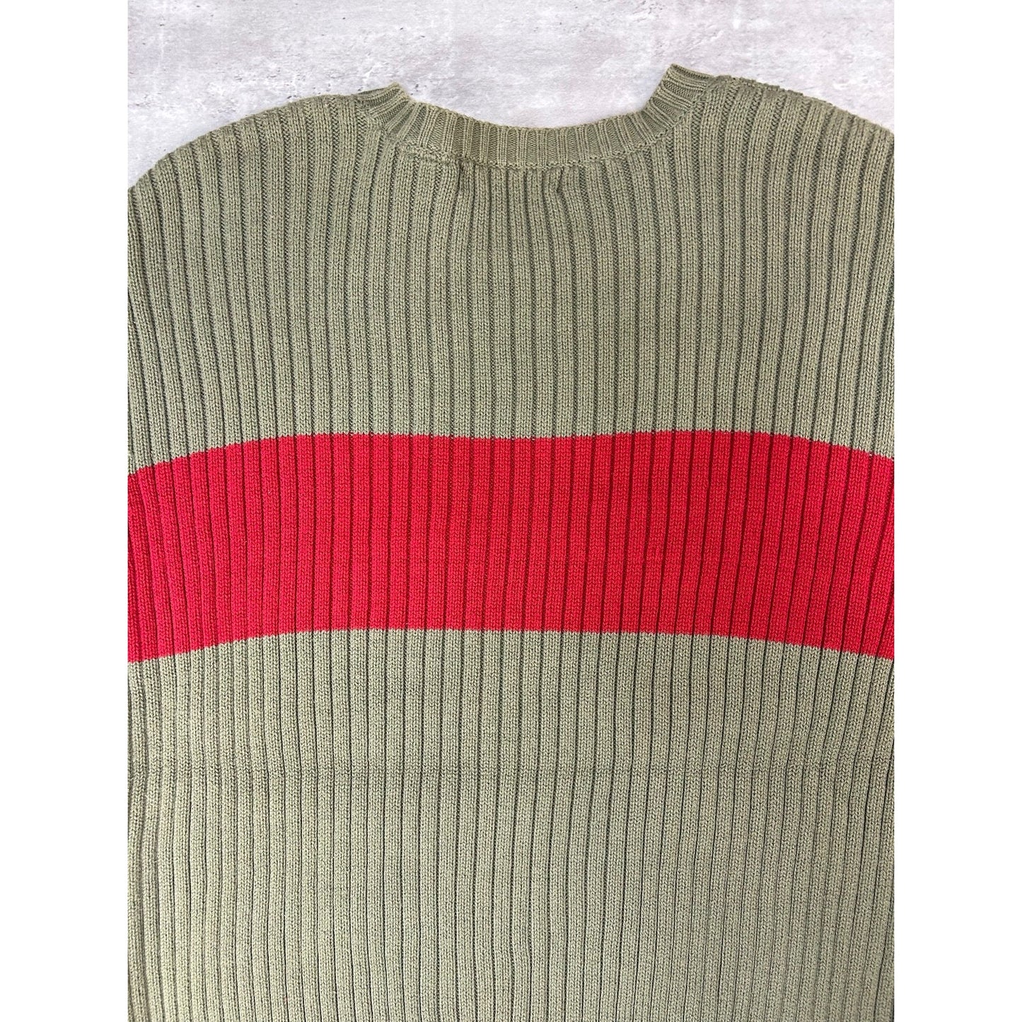 Vintage Structure Two Toned Striped Pullover Knit Sweater Size XL